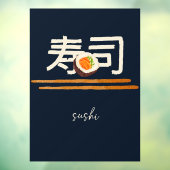 Sushi Restaurant Zalm Japanse Kalligrafie 2 Raamsticker (Vel 3)