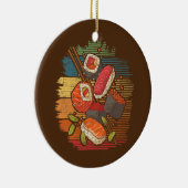 Sushi Retro Art Japan Japanse voedseltop Keramisch Ornament (Rechts)