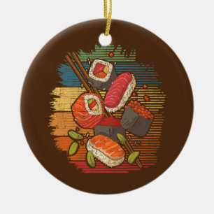 Sushi Retro Art Japan Japanse voedseltop Keramisch Ornament