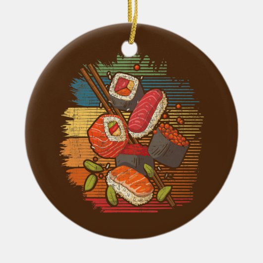 Sushi Retro Art Japan Japanse voedseltop Keramisch Ornament (Voorkant)
