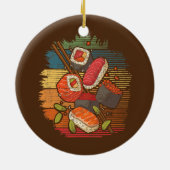 Sushi Retro Art Japan Japanse voedseltop Keramisch Ornament (Achterkant)