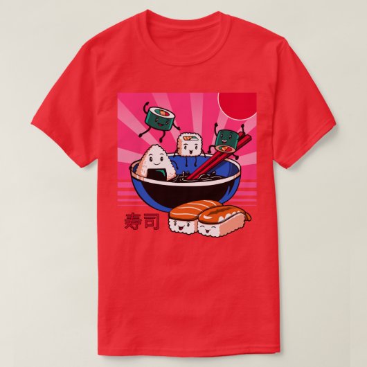 Sushi Retro Fun T-shirt (Design voorkant)