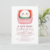 Sushi Rice Ball Kawaii Baby shower Uitnodiging (Staand voorkant)