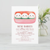 Sushi Rice Ball Kawaii Triplets Baby shower Kaart (Staand voorkant)