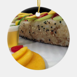 Sushi Rol Sushi Mango Rijst Japans Eten Aziatisch Keramisch Ornament
