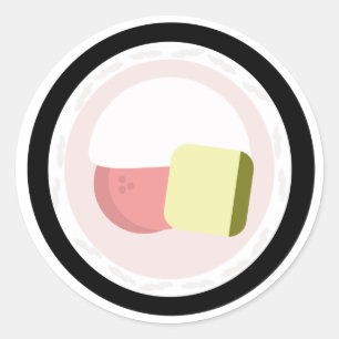 Sushi Rol Zalm Roomkaas Avocado  Ronde Sticker