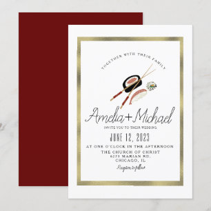 Sushi Roll Asian Japan Restaurant Wedding Kaart
