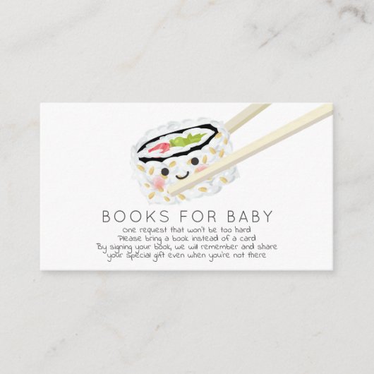 Sushi Roll Baby shower Book Request Informatiekaartje (Voorkant)