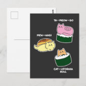 Sushi Roll Cat Animal Pun Briefkaart (Voorkant / Achterkant)