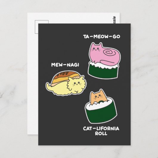 Sushi Roll Cat Animal Pun Briefkaart (Voorkant / Achterkant)