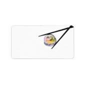 Sushi Roll & Chopsticks - Gepersonaliseerd Sjabloo Etiket (Voorkant)