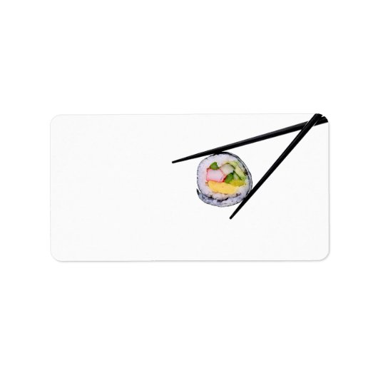 Sushi Roll & Chopsticks - Gepersonaliseerd Sjabloo Etiket (Voorkant)