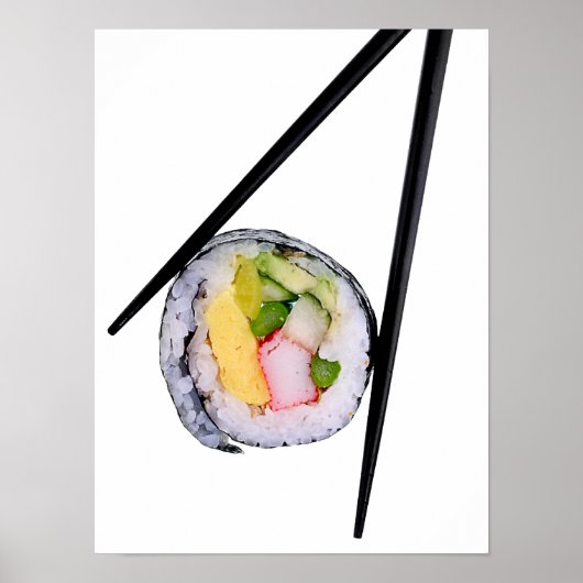 Sushi Roll & Chopsticks - Gepersonaliseerd Sjabloo Poster (Voorkant)