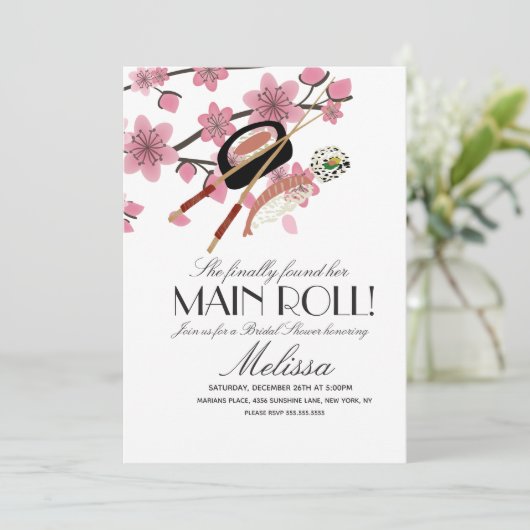 Sushi Roll Chopsticks Japan Tree Vrijgezellenfeest Kaart (Staand voorkant)