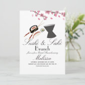 Sushi Roll Chopsticks Saki Tree Vrijgezellenfeest Kaart (Staand voorkant)