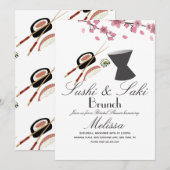 Sushi Roll Chopsticks Saki Tree Vrijgezellenfeest Kaart (Voorkant / Achterkant)