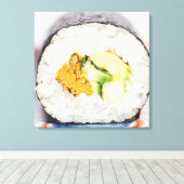 Sushi roll Fish and rice Canvas Afdruk (Insitu (Houten vloer))