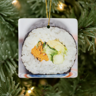 Sushi roll Fish and rice Keramisch Ornament