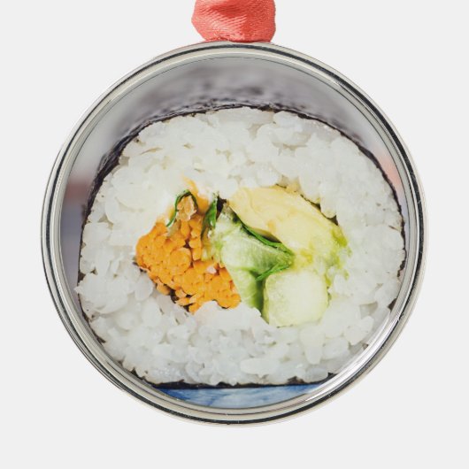 Sushi roll Fish and rice Metalen Ornament (Voorkant)