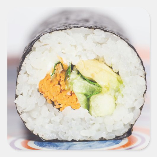 Sushi roll Fish and rice Vierkante Sticker (Voorkant)