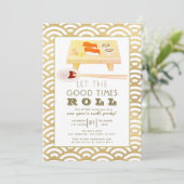 Sushi Roll Gold Nieuwjaarsfeest Uitnodiging (Staand voorkant)