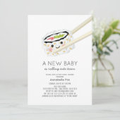 Sushi Roll Kawaii Baby shower Uitnodiging (Staand voorkant)