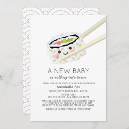 Sushi Roll Kawaii Drive-by Baby shower Kaart