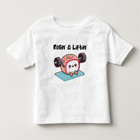 Sushi Roll Lifting Weights Kinder Shirts (Voorkant)