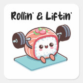 Sushi Roll Lifting Weights Vierkante Sticker (Voorkant)