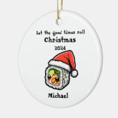 Sushi Roll met een Santa Pet gepersonaliseerd Orna Keramisch Ornament (Links)