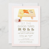 Sushi Roll Roze Nieuwjaarsfeest Uitnodiging (Voorkant)