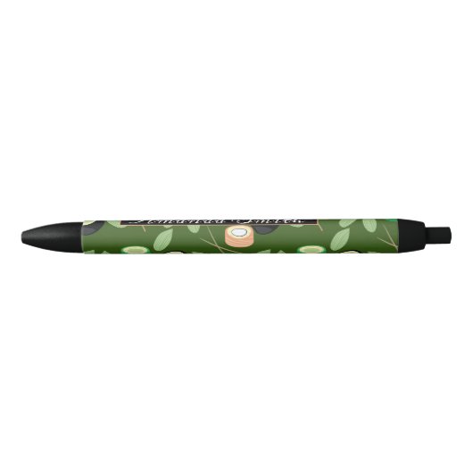 Sushi Roll Salmon Black Chopsticks Black Ink Pen (Voorkant)