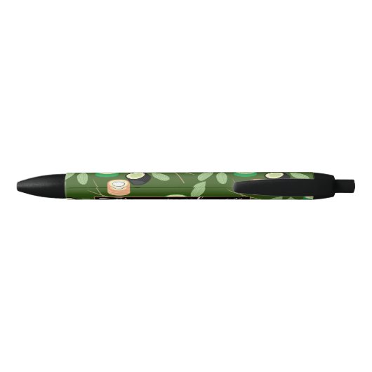 Sushi Roll Salmon Black Chopsticks Black Ink Pen (Achterkant)