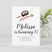 Sushi Roll Salmon Teen Birthday Hibachi Kaart (Staand voorkant)