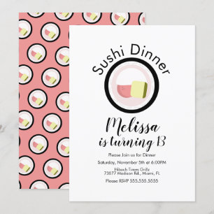 Sushi Roll Salmon Teen Birthday Kaart