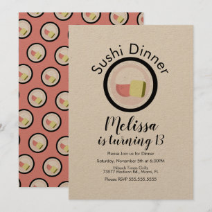 Sushi Roll Salmon Teen Birthday Restaurant Kraft Kaart