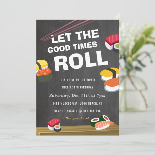 Sushi Roll Verjaardag Uitnodiging (Staand voorkant)