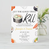 Sushi Roll Verloving Japans Koppels Douche Kaart (Staand voorkant)