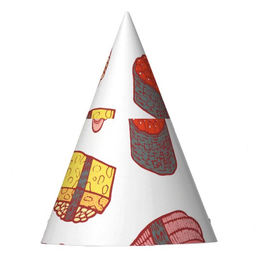 Sushi rollen, doodle, kleurrijk behang feesthoedjes (Voorkant)