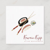 Sushi Rolls Chopstick Burgandy Restaurant Logo Vierkante Visitekaartje (Voorkant)