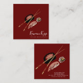 Sushi Rolls Chopstick Restaurant Logo Vierkante Visitekaartje (Voorkant / Achterkant)