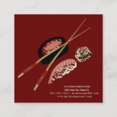 Sushi Rolls Chopstick Restaurant Logo Vierkante Visitekaartje (Achterkant)