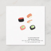 Sushi Rolls Chopstick Waterverf Restaurant Logo Vierkante Visitekaartje (Achterkant)