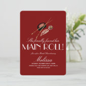 Sushi Rolls Chopsticks Japan Saki Bridal Shower Kaart (Staand voorkant)