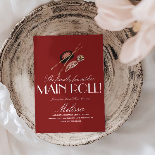 Sushi Rolls Chopsticks Japan Saki Bridal Shower Kaart