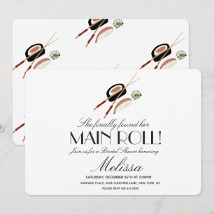 Sushi Rolls Chopsticks Japan Saki Vrijgezellenfees Kaart