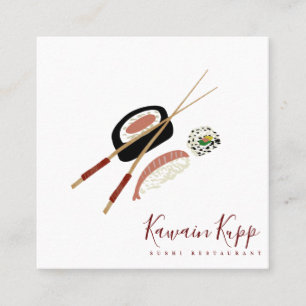 Sushi Rolls Eetstokje Burgundy Restaurant Logo Vierkante Visitekaartje
