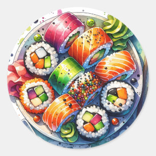 Sushi Rolls Fun Food Ronde Sticker