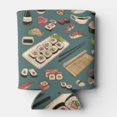 Sushi Rolls: Gekleurd naadloos . Blikjeskoeler (Achterkant)