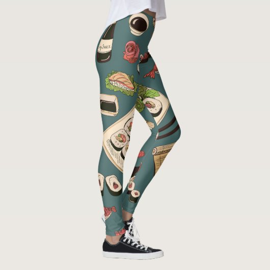 Sushi Rolls: Gekleurd naadloos . Leggings (Rechts)
